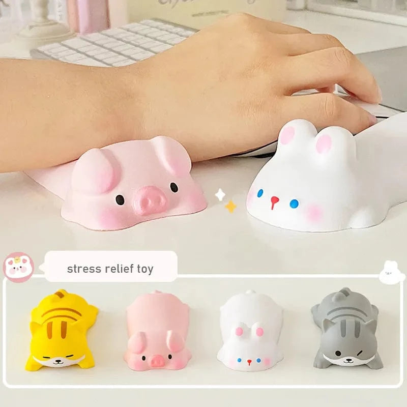 Cute Animal Memory Foam Wrist Pillow with a cheeky pig design, perfect for comfortable wrist support at your desk, 12.5x6cm.