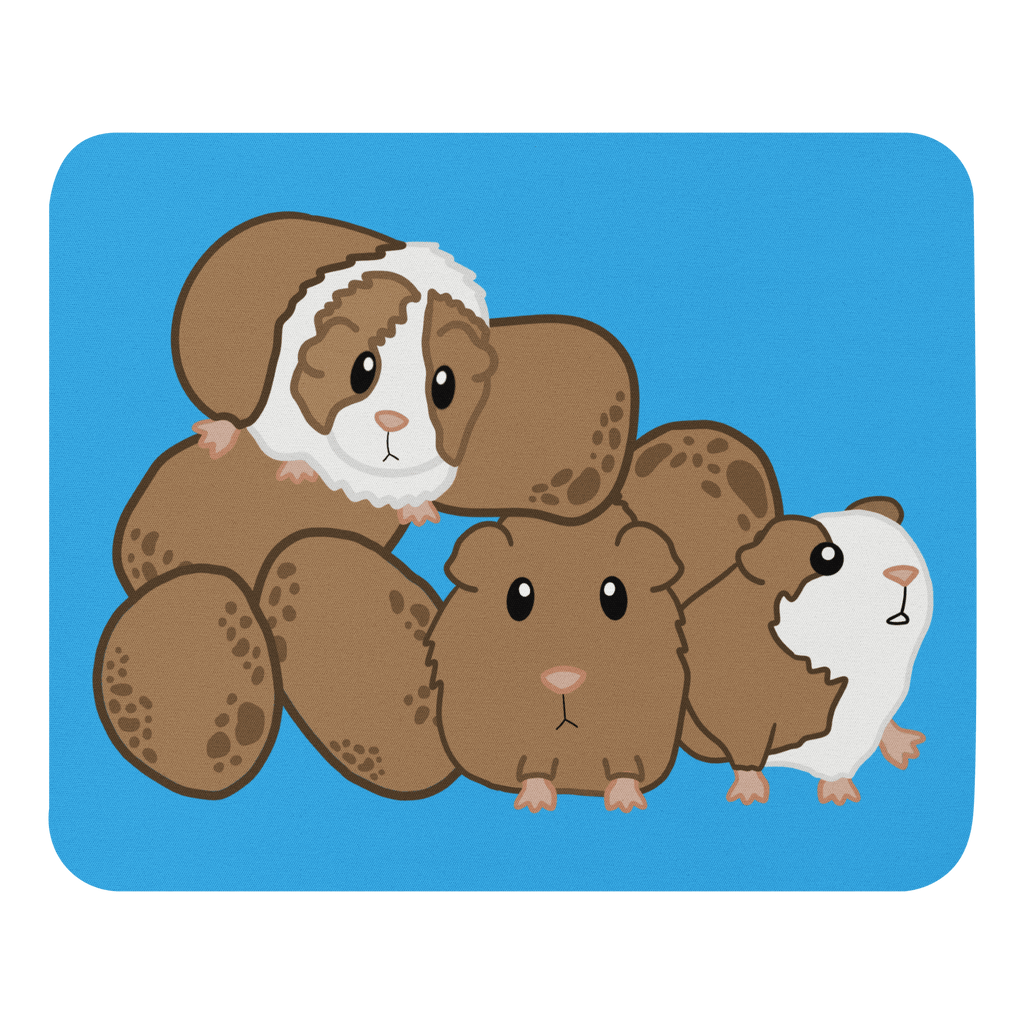 Top view of the Cute Guinea Pig Mouse Pad with soft polyester surface and non-slip rubber base for smooth mouse movement.