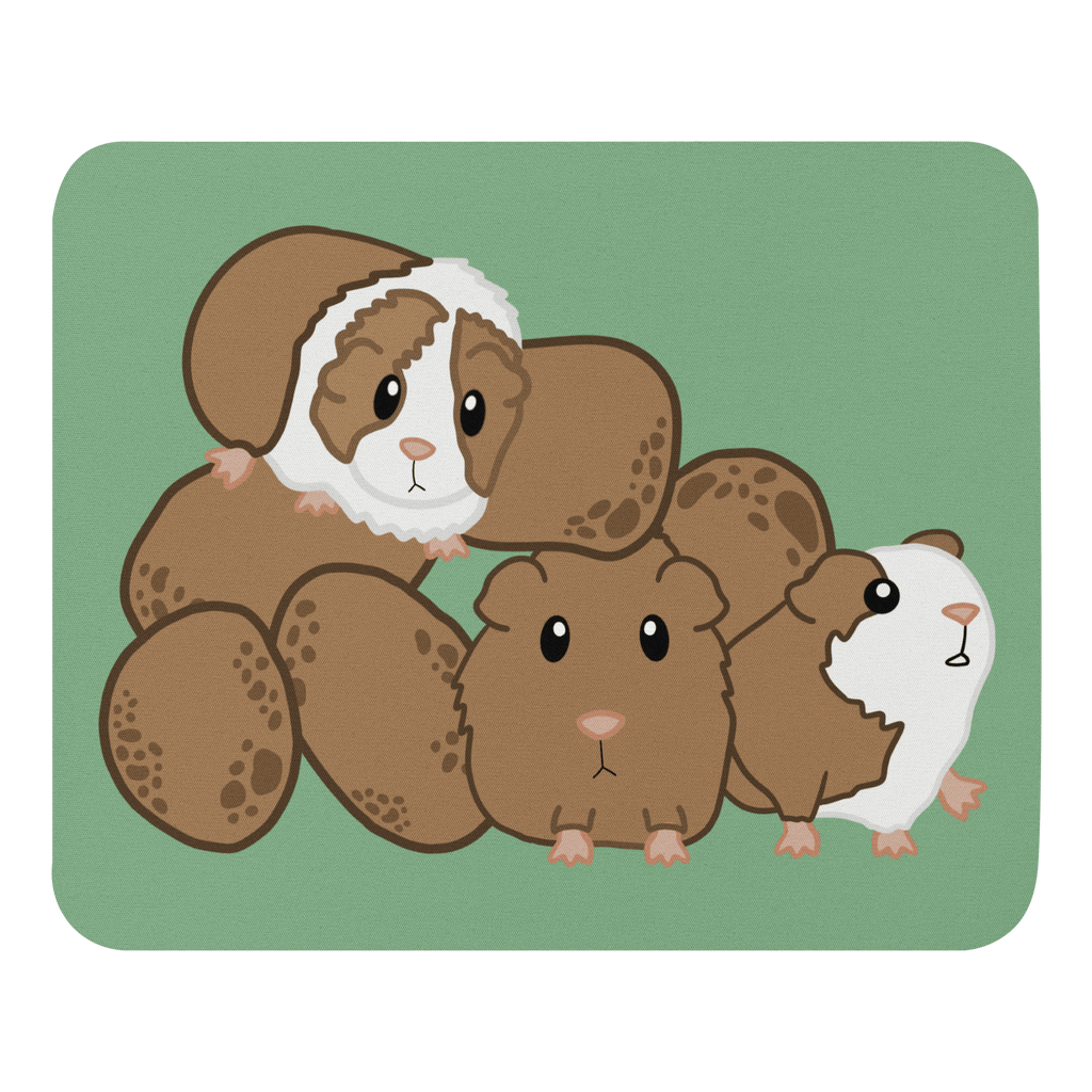 Cute Guinea Pig Mouse Pad displayed on a desk, showcasing its vibrant furry potatoes design and practical use.