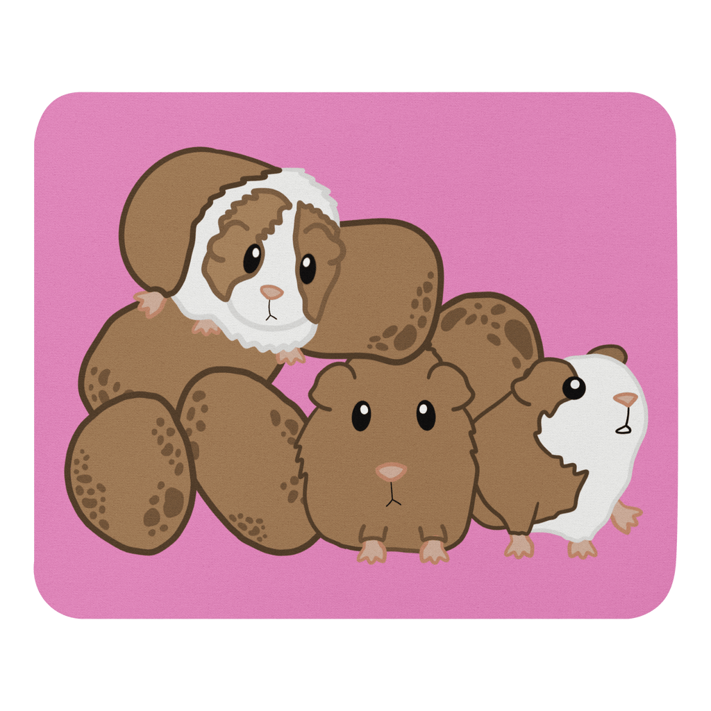 Cute Guinea Pig Mouse Pad featuring a fun furry potatoes design, made of soft polyester with a non-slip rubber base, perfect for animal lovers.