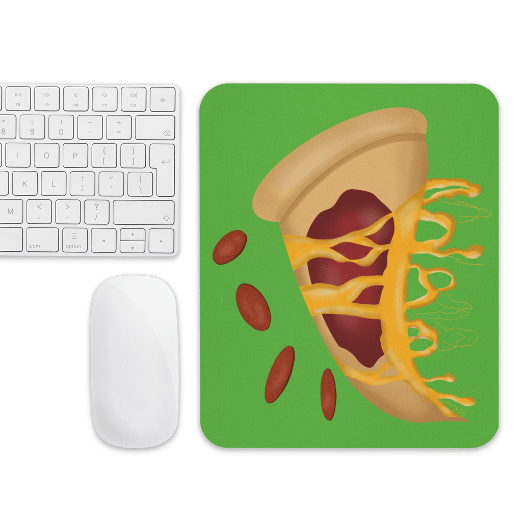 Close-up of the Pizza Recipe Mouse Pad with Non-Slip Natural Rubber Base, highlighting its fun design and high-quality materials.