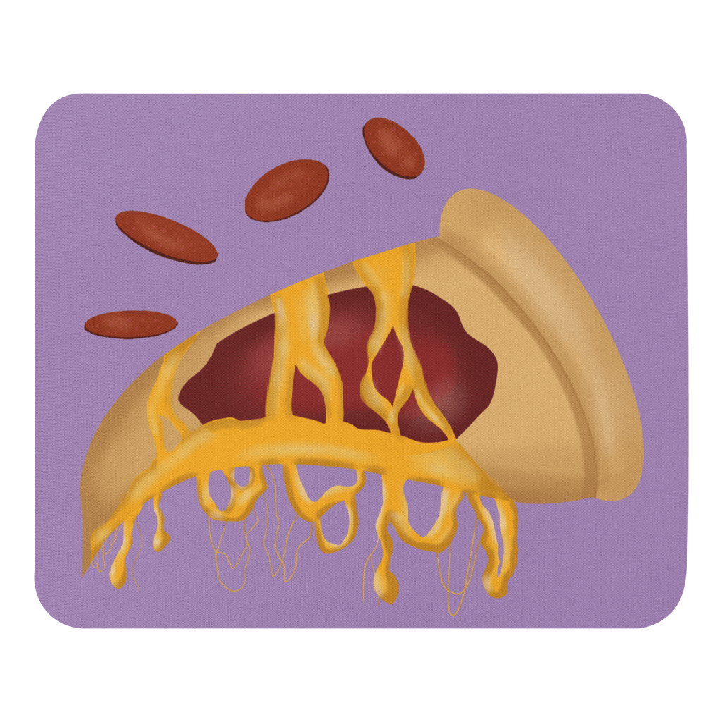 Bird's eye view of the Pizza Recipe Mouse Pad with Non-Slip Natural Rubber Base highlighting its rounded edges and soft surface.