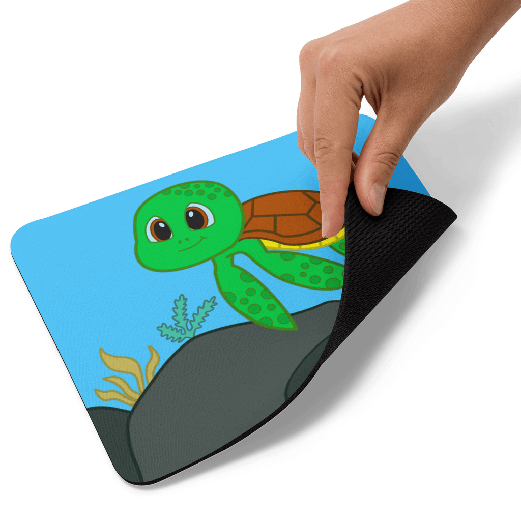 Fun Sea Turtle Computer Mouse Pad featuring a rounded edge design, perfect for a stylish and functional office setup for wildlife enthusiasts.