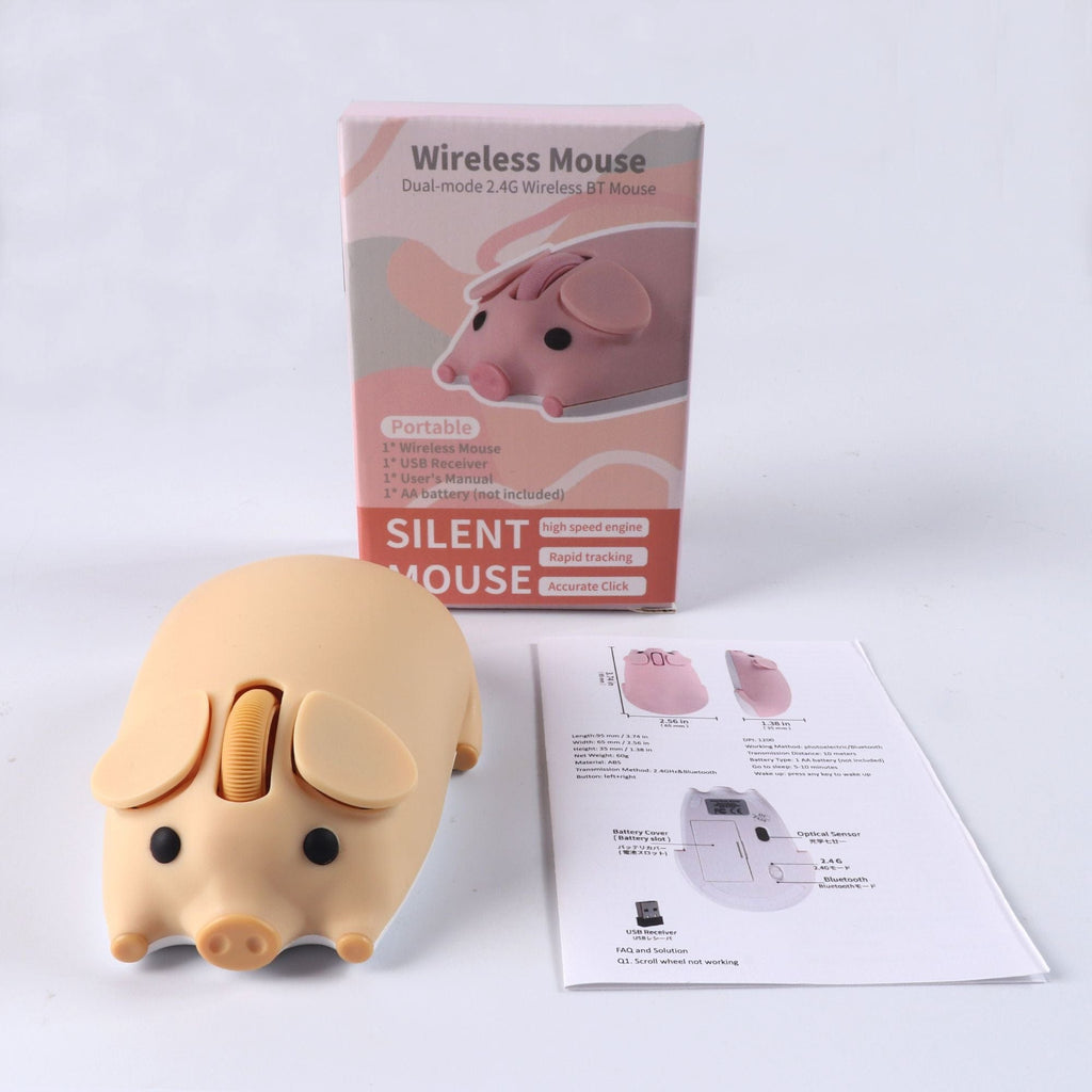 Cute Wireless Piglet Computer Mouse for Windows, Mac, Linux featuring a playful piglet design, perfect for animal lovers looking for a fun and ergonomic accessory.