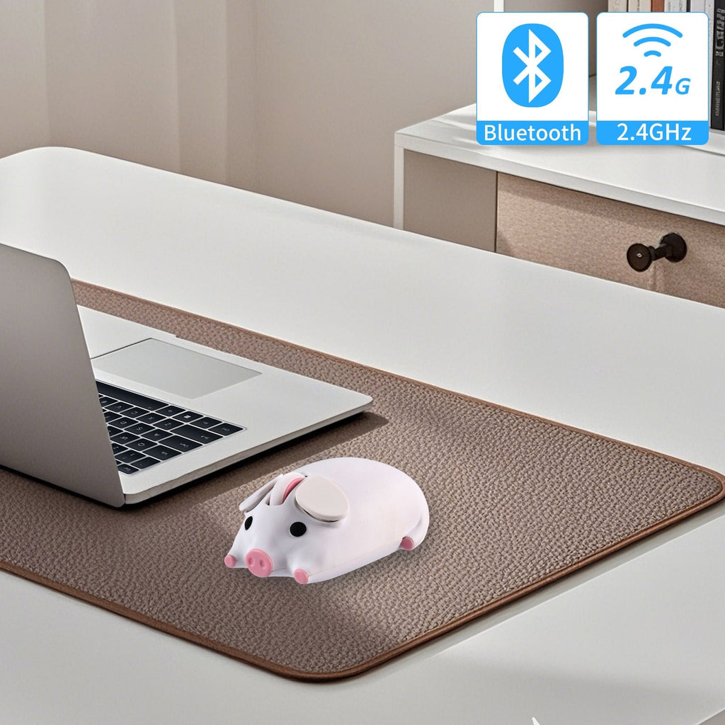 Cute Wireless Piglet Computer Mouse for Windows, Mac, Linux - 1200 DPI with USB Dongle, featuring a smooth surface for easy gliding when you work or play.