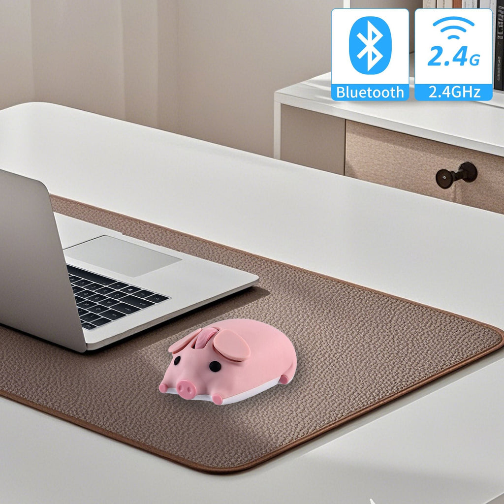 Cute Wireless Piglet Computer Mouse for Windows, Mac, Linux - 1200 DPI with USB Dongle, perfect for animal lovers and adds a playful touch to any desk.