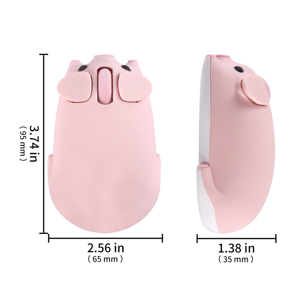 Cute Wireless Piglet Computer Mouse for Windows, Mac, Linux - 1200 DPI with USB Dongle, designed for ergonomic comfort and available in fun colours.