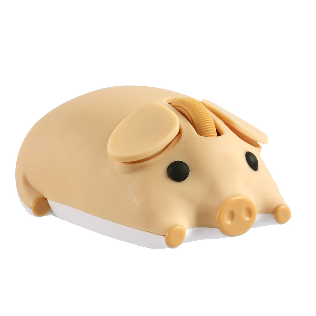 Cute Wireless Piglet Computer Mouse for Windows, Mac, Linux - 1200 DPI with USB Dongle, highlighting the wireless capabilities and the USB dongle storage.