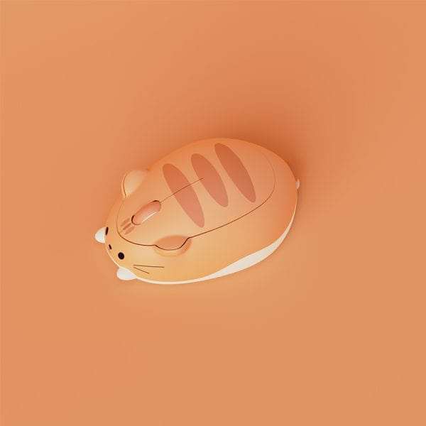 Adorable Wireless Tabby Cat Computer Mouse in pink colour with a matching soft carry bag.