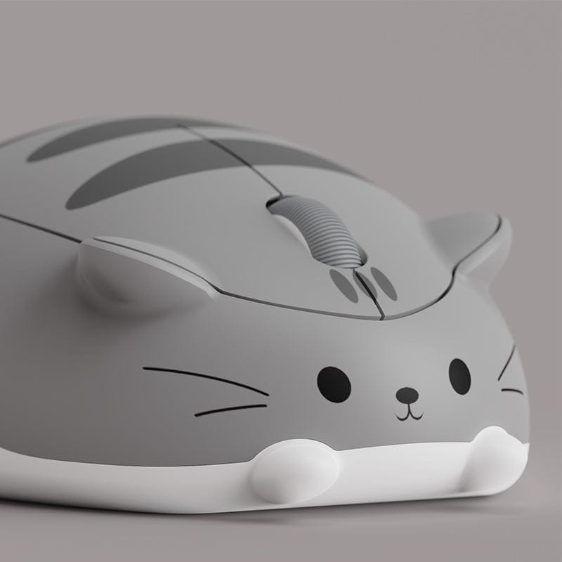 Adorable Wireless Tabby Cat Computer Mouse in orange colour with soft carry bag included.