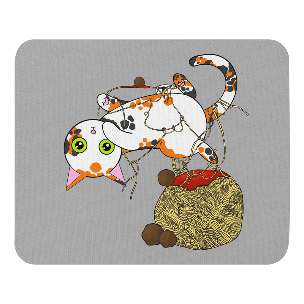 Close-up of the Adorable Naughty Cat Mouse Pad with a playful kitten illustration, featuring a natural rubber base for optimum grip.
