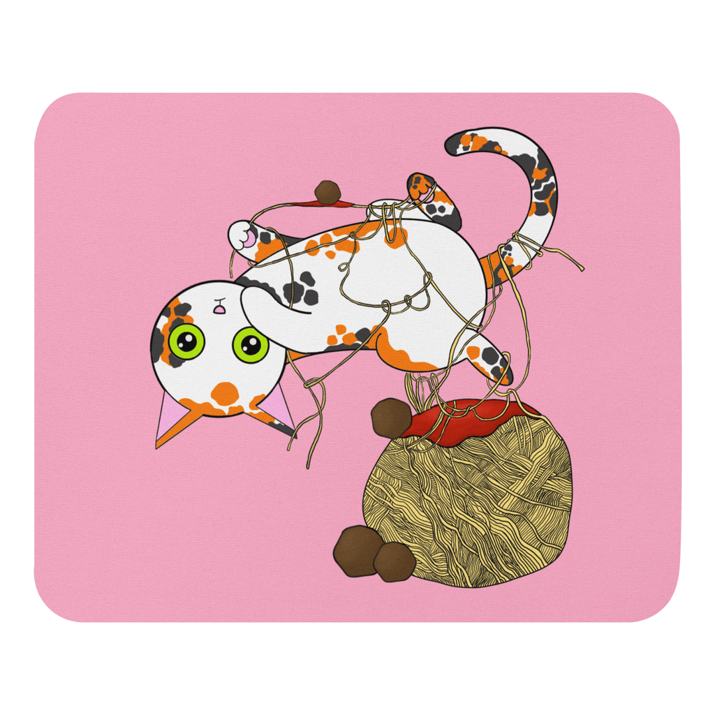 Side view of the Adorable Naughty Cat Mouse Pad, emphasizing its soft polyester surface and natural rubber base designed for effortless mouse movement.