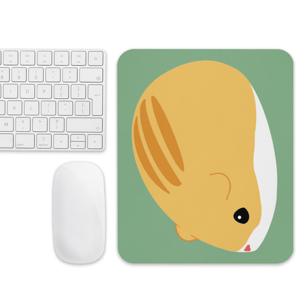 Cute Hamster Mouse Pad - 100% Polyester Surface With Natural Rubber Base, Fun Desk Accessory featuring an adorable hamster design that adds charm to your workspace.