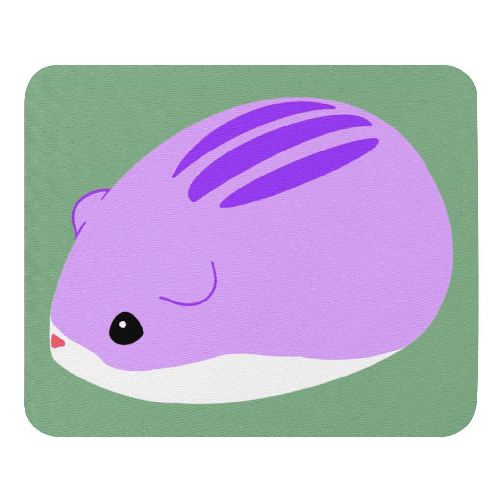 Cute Hamster Mouse Pad featuring an adorable hamster design - 100% Polyester surface with Natural Rubber base.