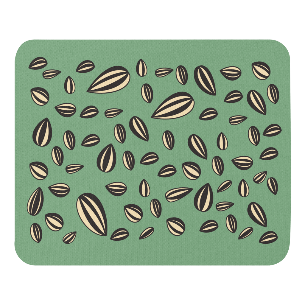 Colourful Sunflower Seeds Mouse Pad for Hamsters featuring a vibrant design with sunflower seeds, ideal for hamsters, soft fabric surface and rubber base, 23.5cm x 19.7cm.