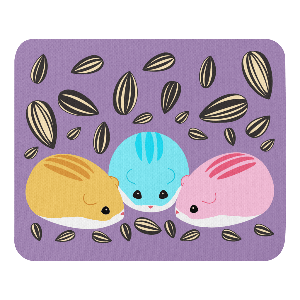 Colourful Sunflower Seeds Mouse Pad for Hamsters - Soft Fabric & Rubber Base, perfect for hamster lovers.