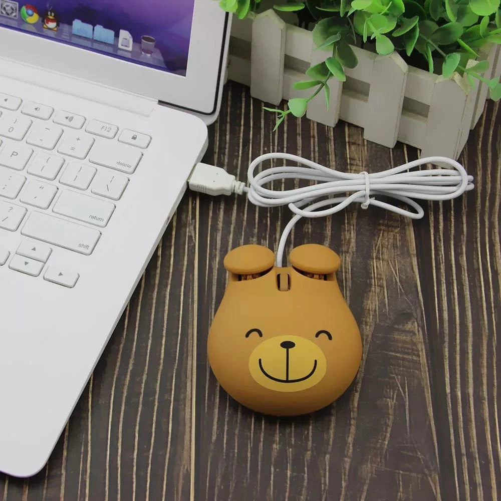Close-up of the Wired Bear Computer Mouse highlighting its smooth surface and USB plug for easy connectivity, ideal for comfortable use on any desk.