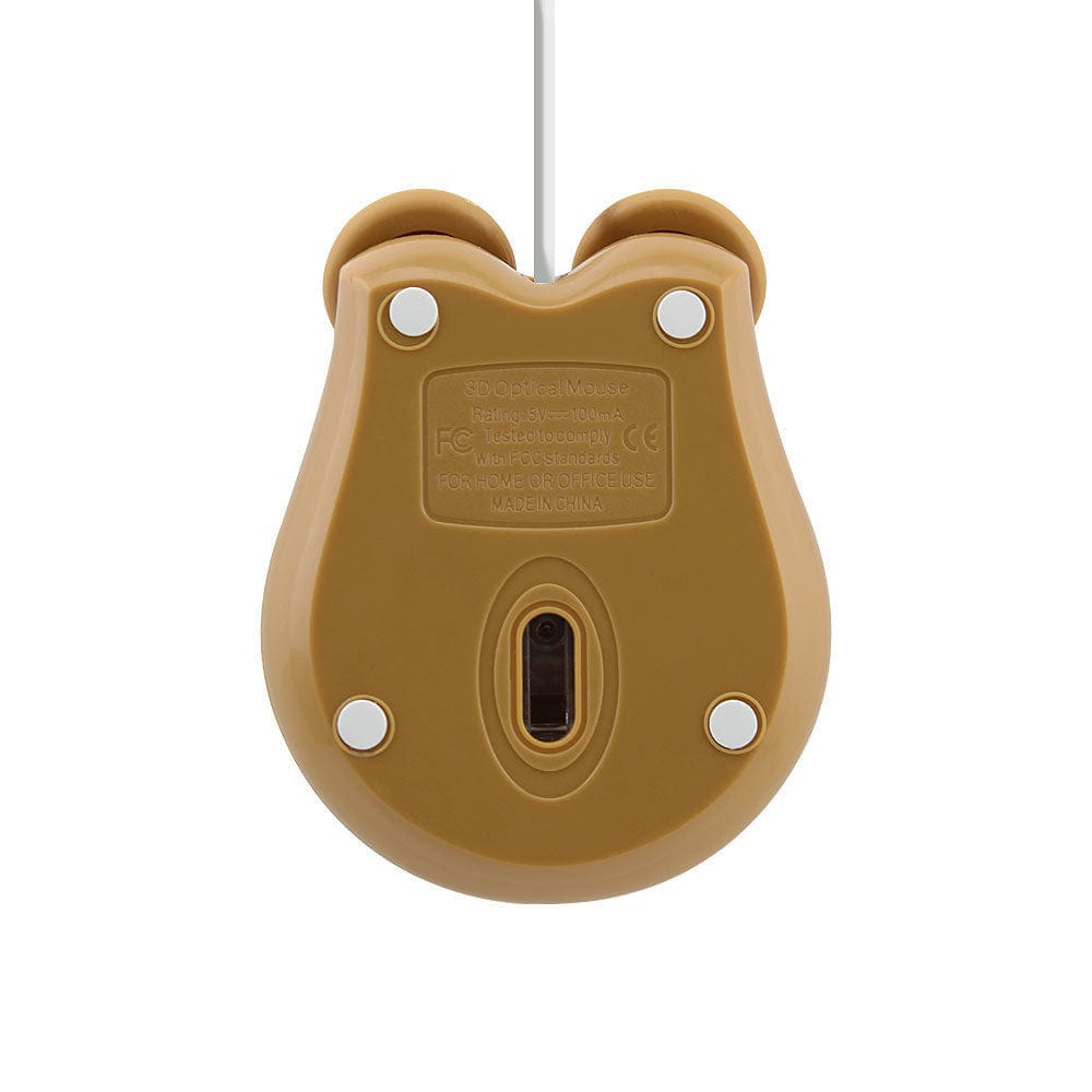 Wired Bear Computer Mouse dimensions and features, perfect gift for animal lovers, compatible with Windows, Mac, Linux & Chromebook.