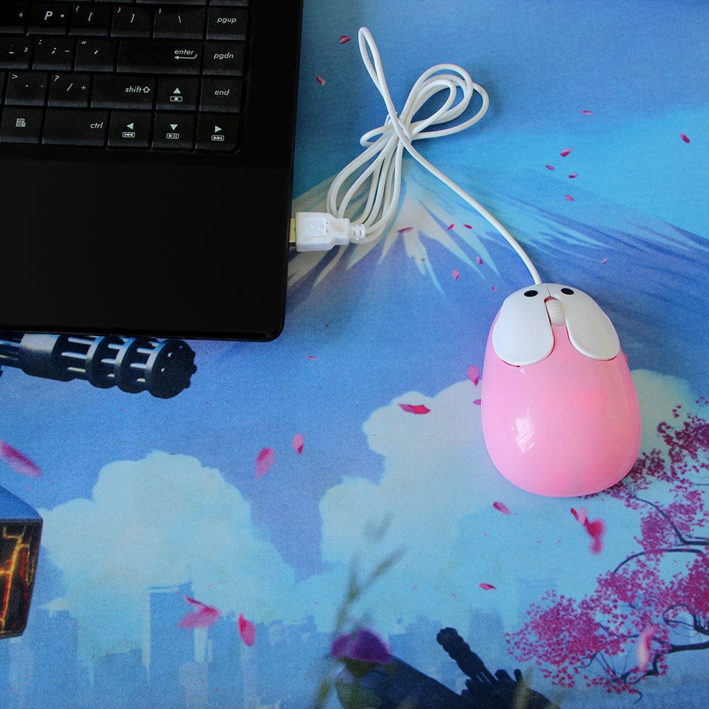 Wired Bunny Computer Mouse with Ergonomic Design - Ideal for both right and left-handed users, featuring a fun bunny design.