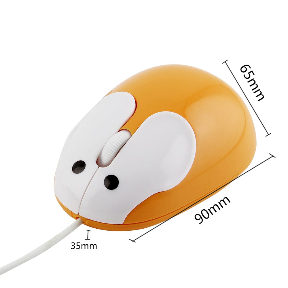 Wired Bunny Computer Mouse with Ergonomic Design - Compatible with Windows, Mac, Chromebook featuring an angled view showcasing its comfort grip.