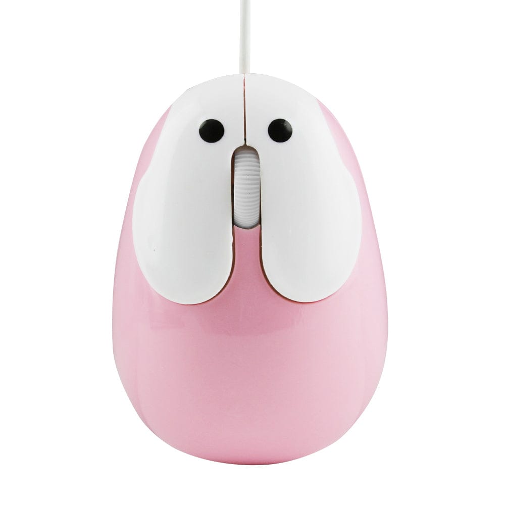 Wired Bunny Computer Mouse with Ergonomic Design placed on a desk, showing its unique bunny design, ideal for Windows and Mac users.