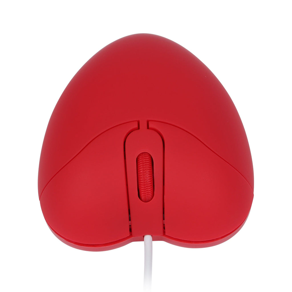 Close-up of Fun Wired Heart-Shaped Computer Mouse demonstrating its sleek finish and USB connectivity options.