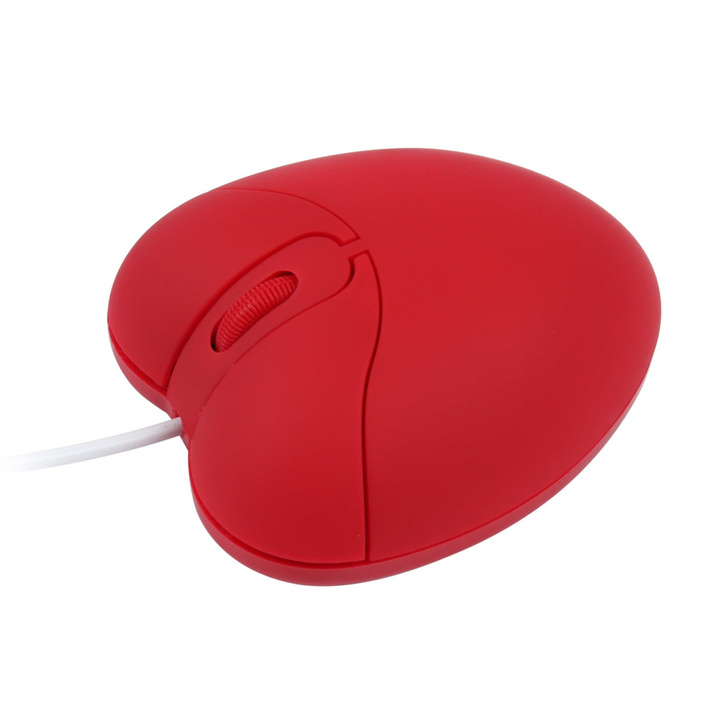 Close-up of the Fun Wired Heart-Shaped Computer Mouse showcasing its cute heart shape and vivid colours.