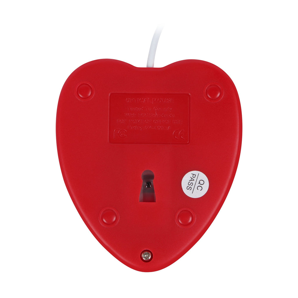 Ergonomic Fun Wired Heart-Shaped Computer Mouse showcasing its modern design, perfect for romantic gifting, and suitable for Windows, Mac, Linux, and Chromebook.