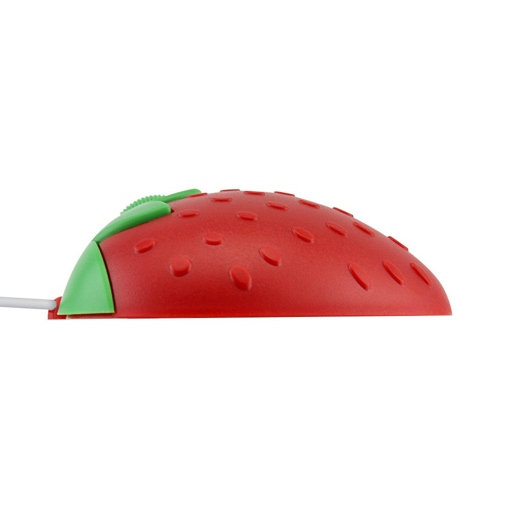 Wired Strawberry Computer Mouse - Fun & Colourful USB Optical Design highlighting its connection cable and details, compatible with various operating systems.