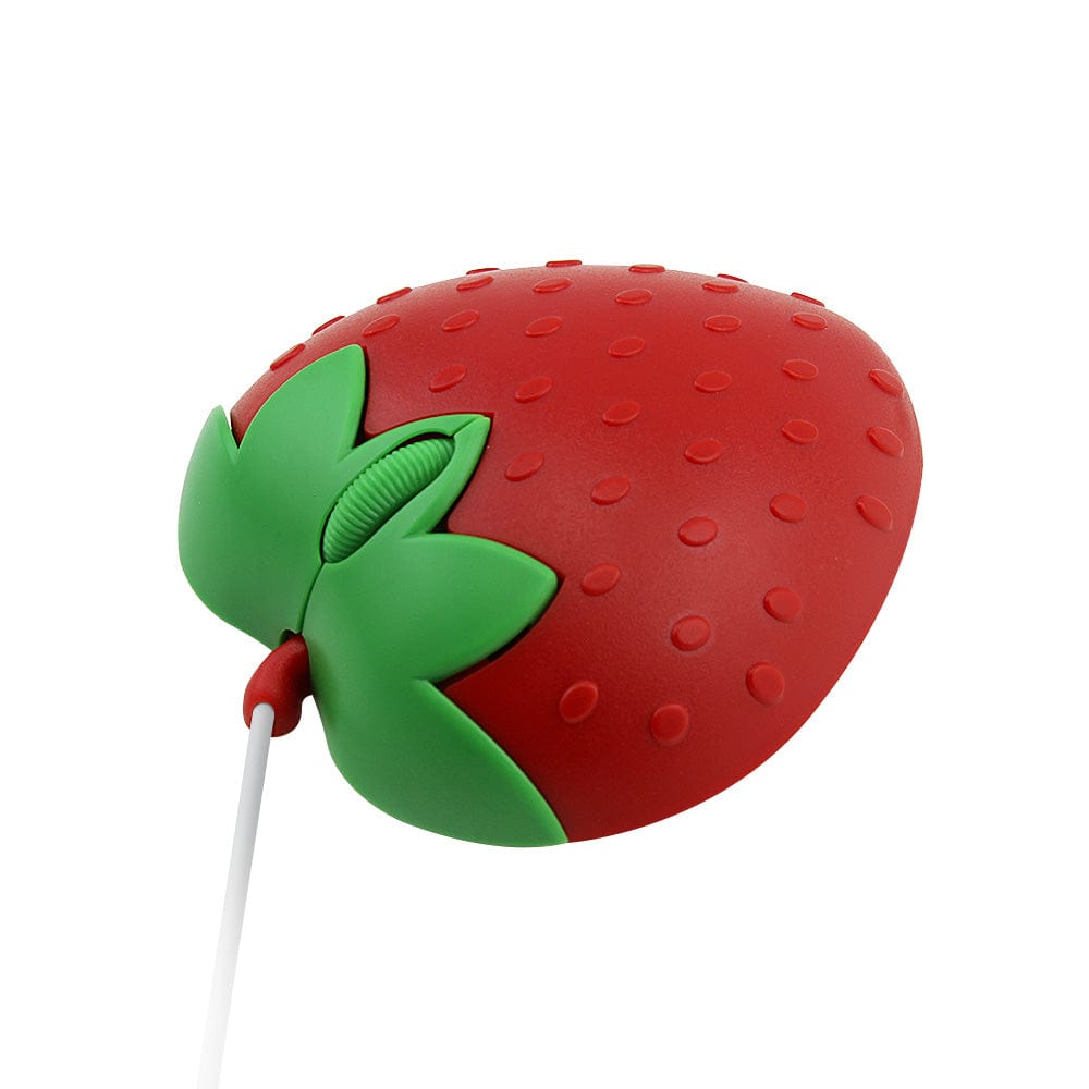 Wired Strawberry Computer Mouse - Fun & Colourful USB Optical Design with ergonomic shape, perfect for comfortable usage on Windows, Mac, Linux, and Chromebook.