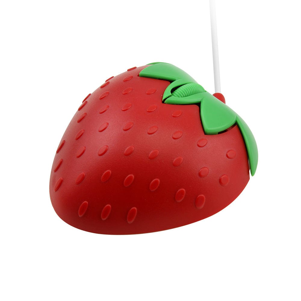 Wired Strawberry Computer Mouse - Fun & Colourful USB Optical Design showcasing vibrant strawberry-themed aesthetics for desktop use.