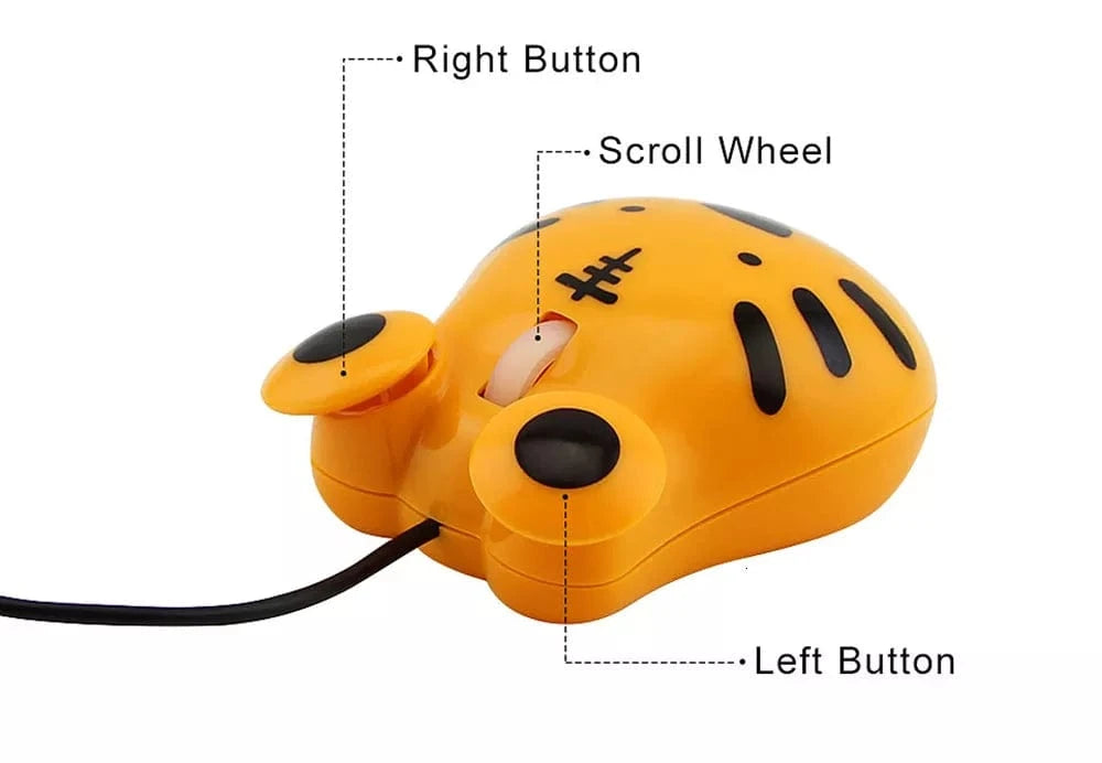 Wired Tiger Computer Mouse - Fun Mini USB Ergonomic Mouse for Windows, Mac & More, displayed on a vibrant desk, perfect for animal lovers and wildlife enthusiasts.