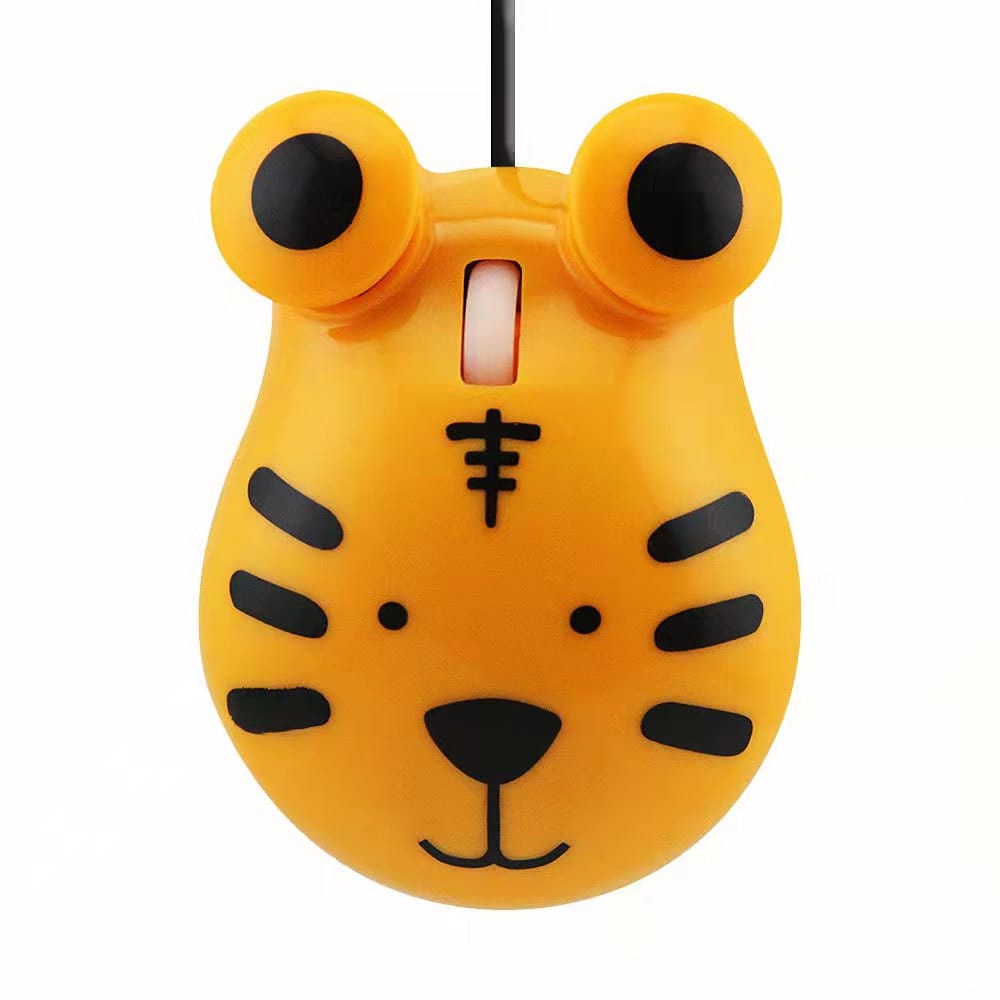 Wired Tiger Computer Mouse - Fun Mini USB Ergonomic Mouse for Windows, Mac & More, featuring bold black stripes and an adorable orange face.