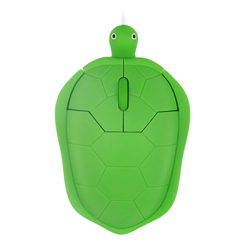Wired Turtle Shaped Computer Mouse - Fun Optical USB Mouse for Windows, Mac & Linux featuring a cute turtle design on a desk.