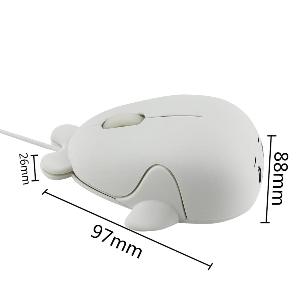 Wired Whale Computer Mouse on a desk, representing fun ergonomic design suitable for both kids and adults.