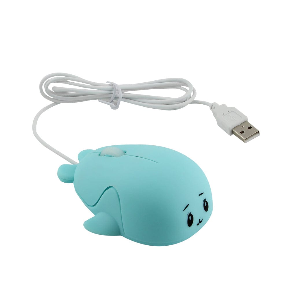 Wired Whale Computer Mouse for Kids & Adults - Fun ergonomic design in blue and pink options, ideal for ocean enthusiasts. USB compatible with Windows, Mac, Linux, and Chromebook.