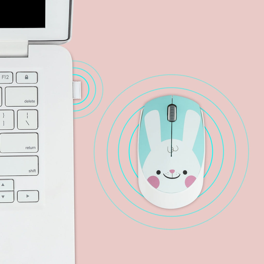 Cute Wireless Bunny Face Computer Mouse with AA Battery - Perfect for Windows, Mac & More, ideal for animal lovers and a charming desk accessory.