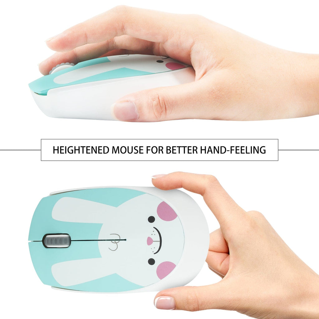 Cute Wireless Bunny Face Computer Mouse with AA Battery - A stylish and fun addition to your desk, compatible with Windows and Mac.