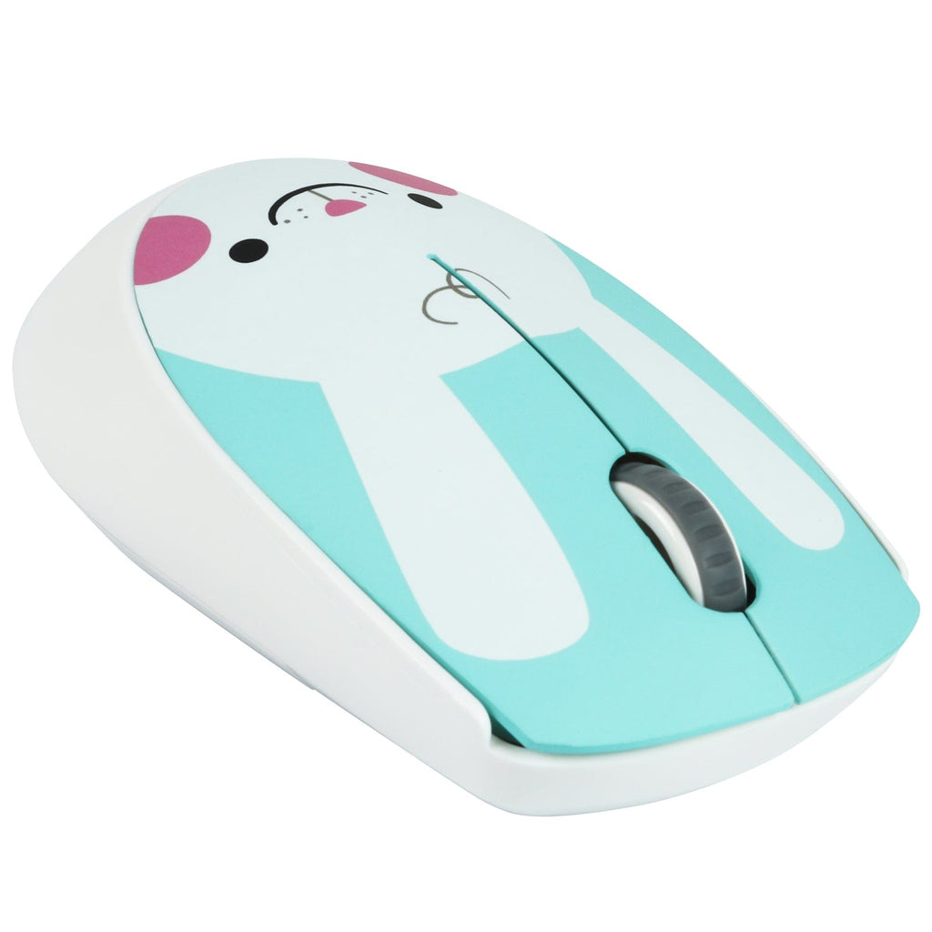 Cute Wireless Bunny Face Computer Mouse with AA Battery; features an adorable bunny face ideal for brightening your desk space.