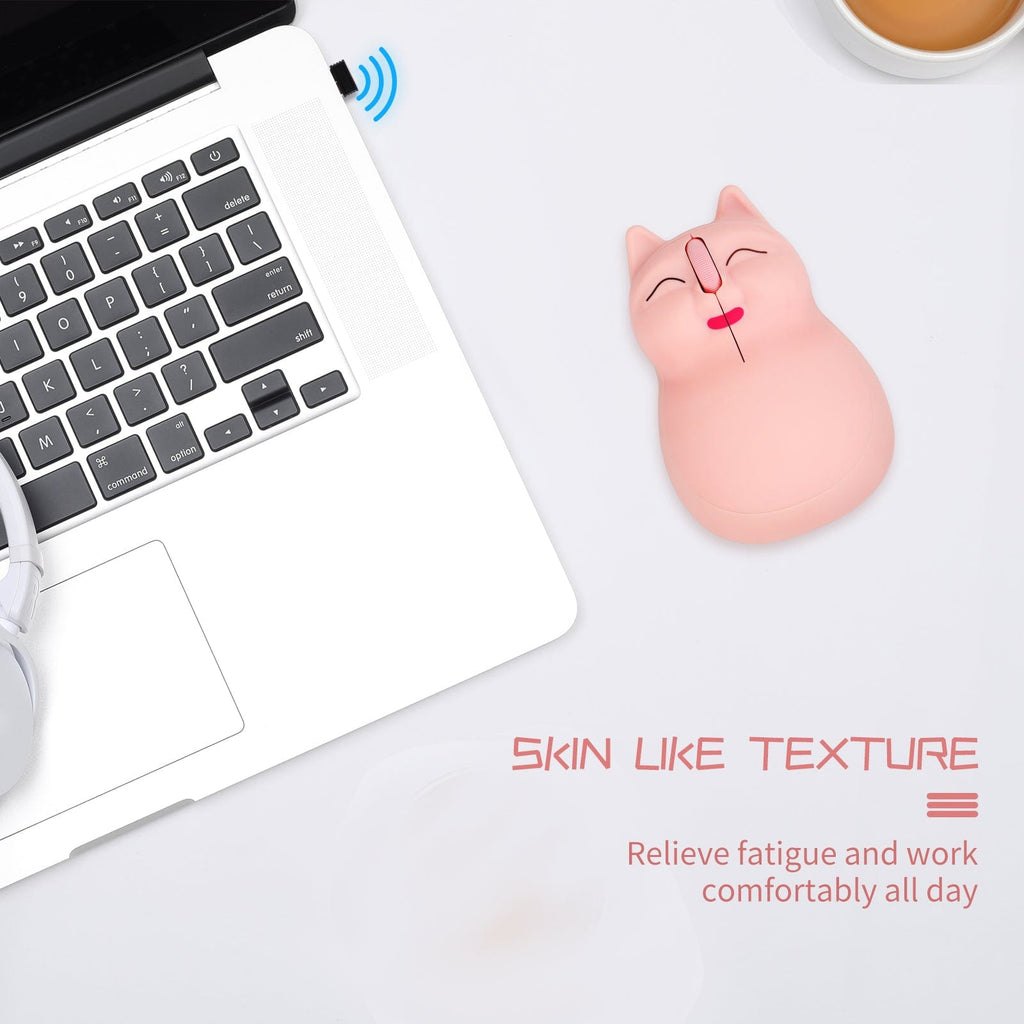 Wireless Cat-Shaped Computer Mouse With USB Receiver - Includes 1 AA battery for immediate use.