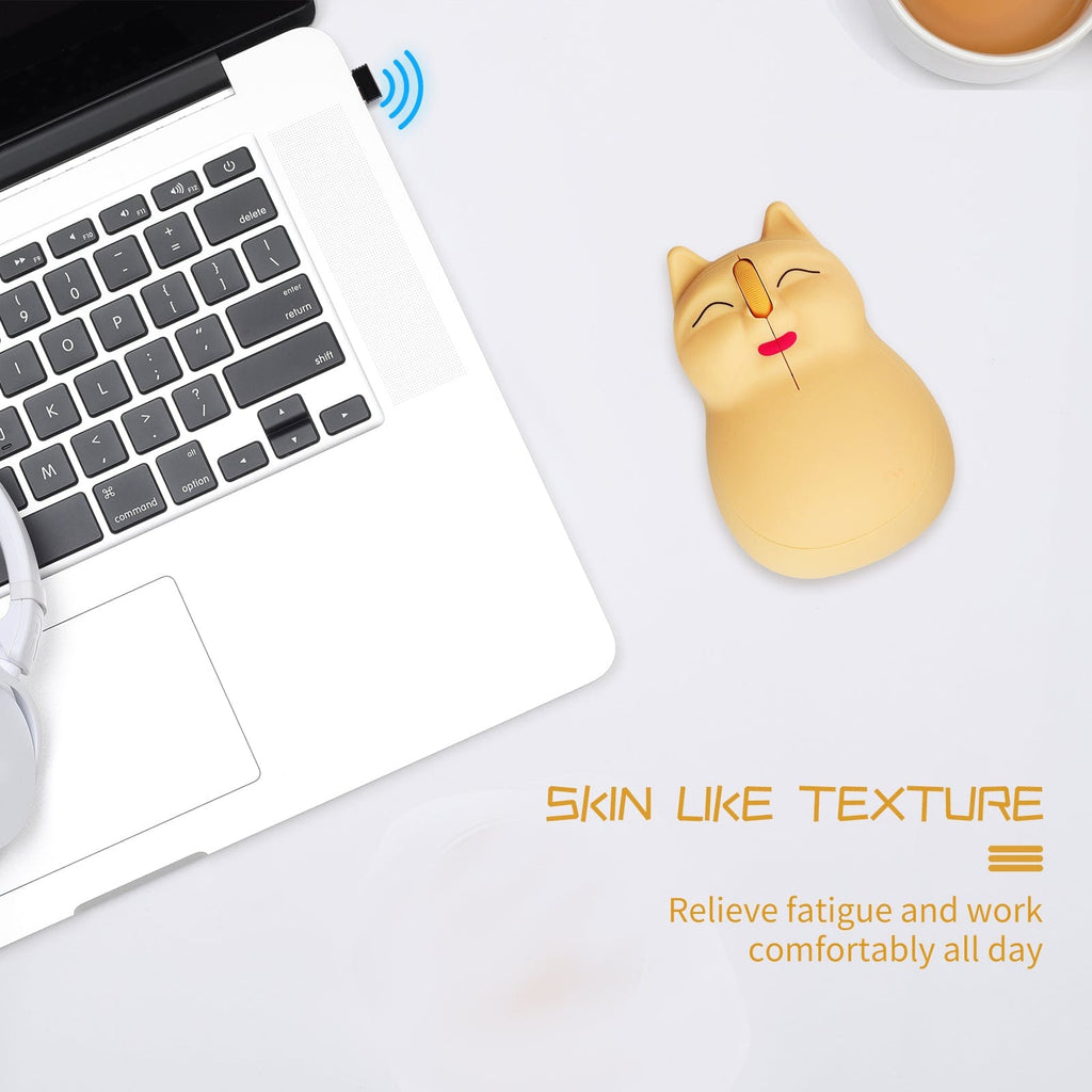 Wireless Cat-Shaped Computer Mouse With USB Receiver - Compact and stylish cat-shaped design.