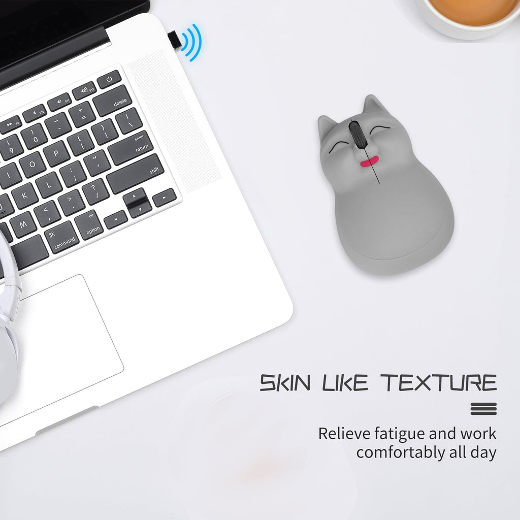 Wireless Cat-Shaped Computer Mouse With USB Receiver - Compatible with Windows, Mac, Linux, and Chromebook.