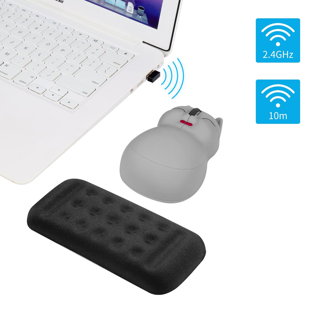 Wireless Cat-Shaped Computer Mouse With USB Receiver - Cute design perfect for cat lovers.
