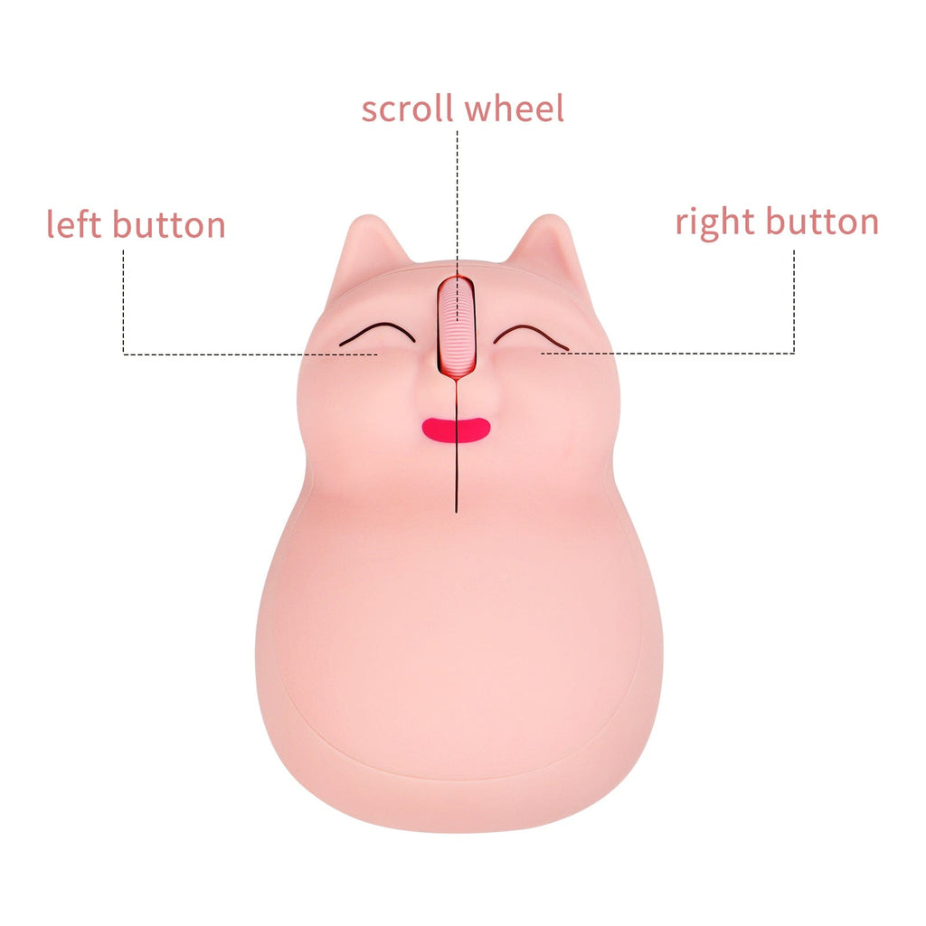 Wireless Cat-Shaped Computer Mouse With USB Receiver - Compact size dimensions are 11.5cm x 7.65cm x 4.25cm making it easy to fit in any workspace.