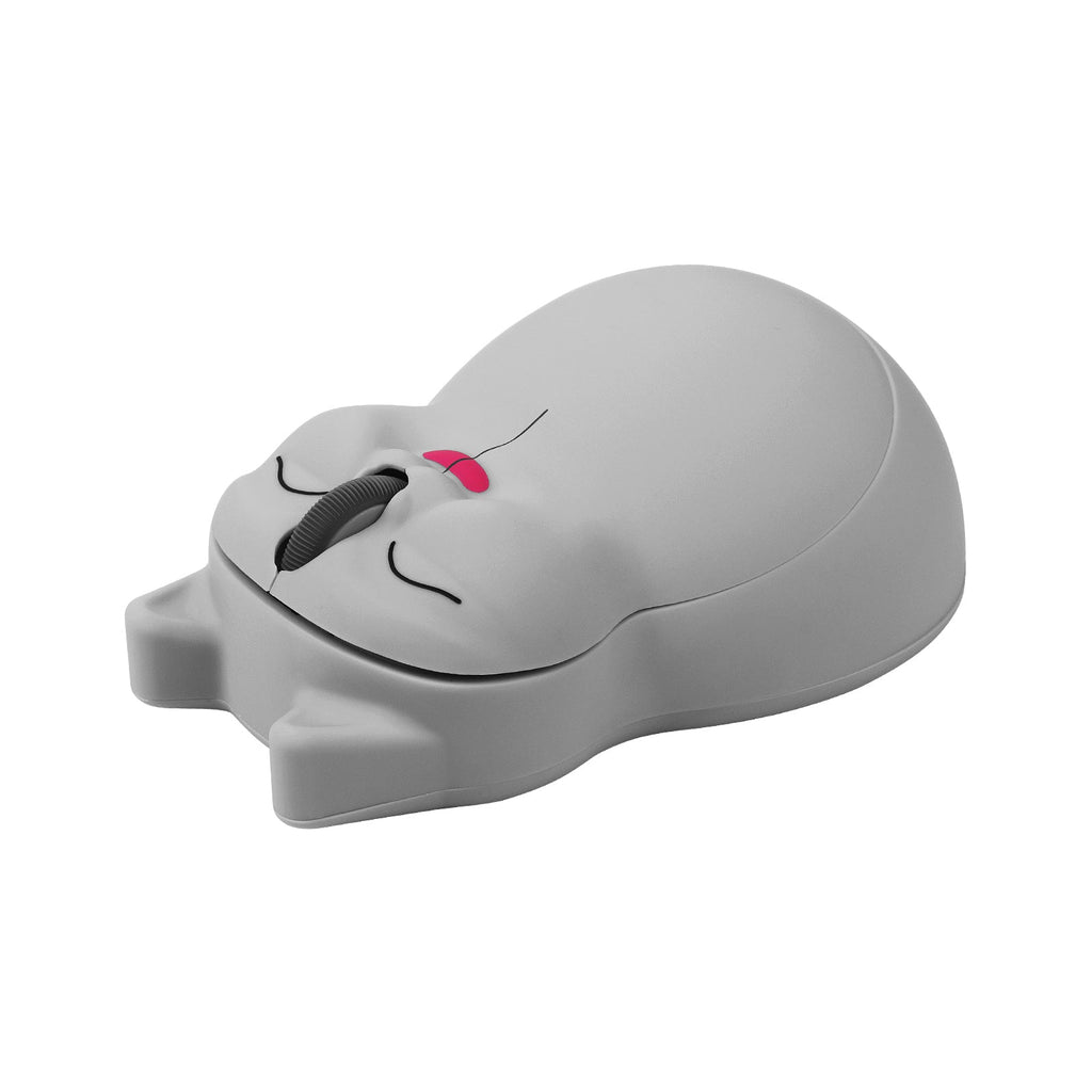 Stylish Wireless Cat-Shaped Computer Mouse, showcasing its dimensions and multiple compatibility with Windows, Mac, and Linux.