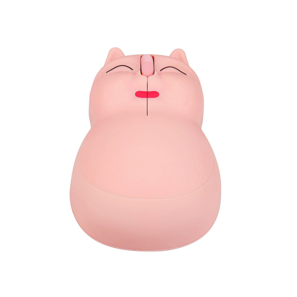 Wireless Cat-Shaped Computer Mouse resting on a desk, showing its playful kitty design, includes 1 AA battery.