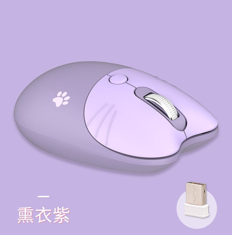 Adorable Wireless Cat Face Computer Mouse - Fun and playful design with tracking method optical, suitable for both left and right-hand users.