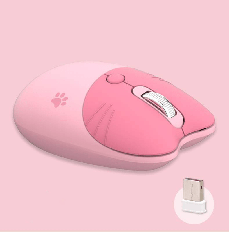 Adorable Wireless Cat Face Computer Mouse - Includes AA battery, works seamlessly with various operating systems including Windows and Mac.