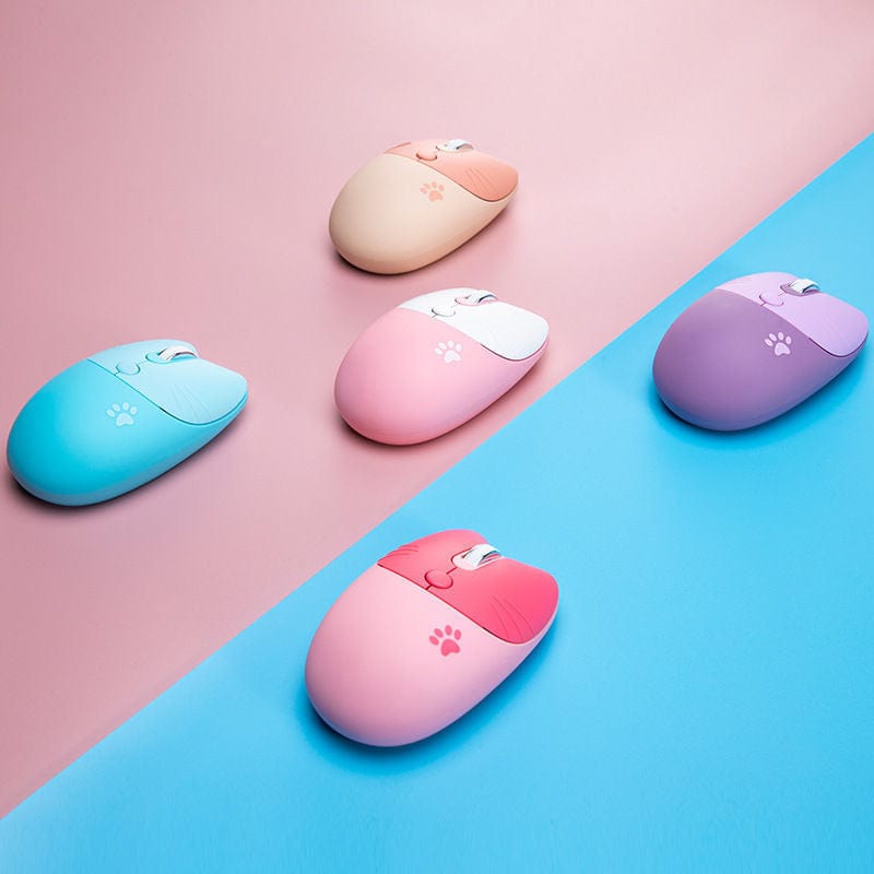 Adorable Wireless Cat Face Computer Mouse - 2.4GHz Optical technology, featuring a charming cat face and ergonomic design, ideal for comfortable computer use.