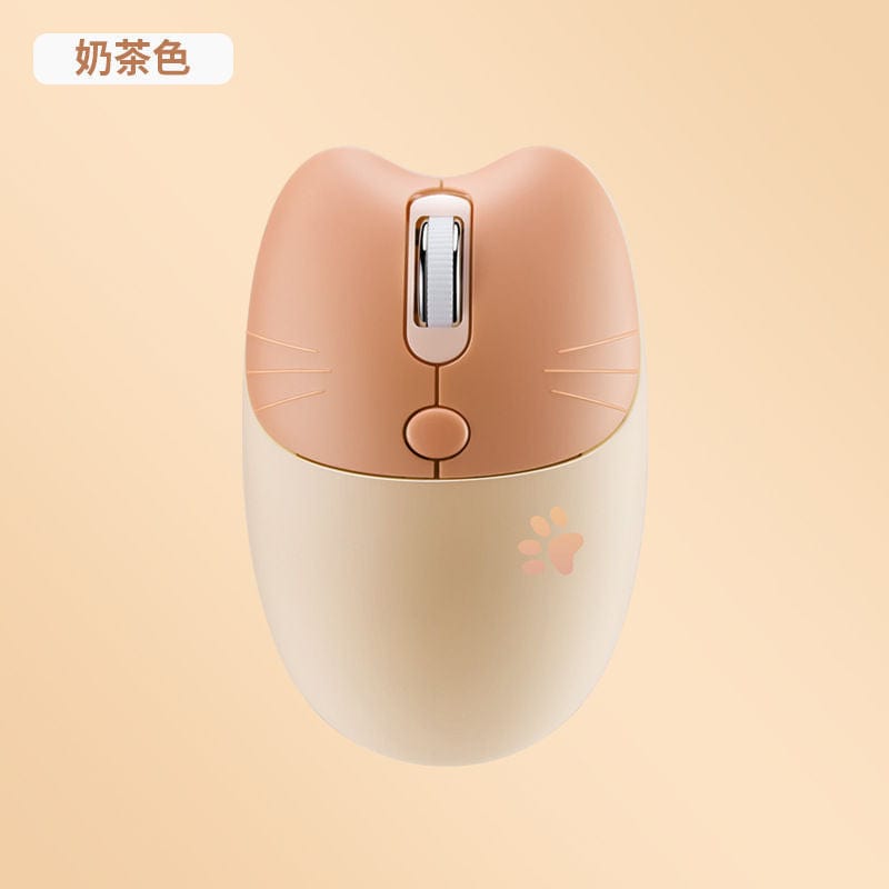 Close-up view of the Adorable Wireless Cat Face Computer Mouse highlighting its cute cat features, ideal gift for cat enthusiasts.
